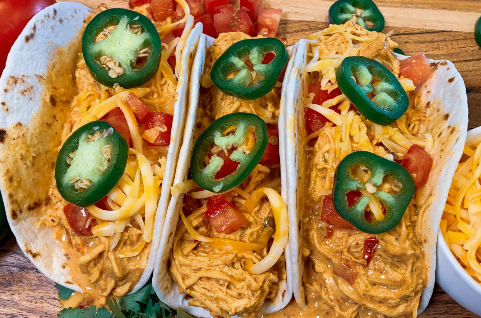 Slow Cooker Queso Chicken Tacos