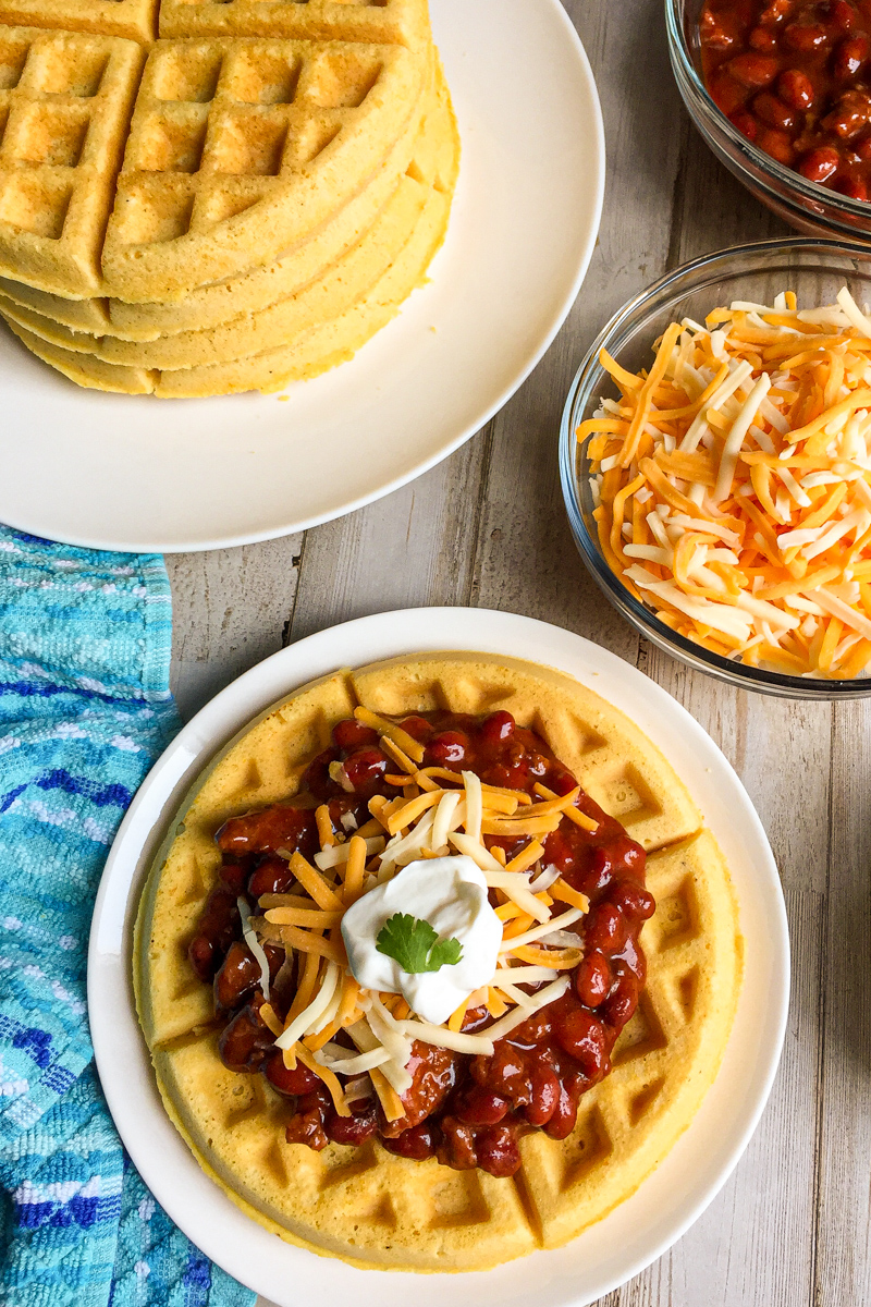Cornbread Waffles with Chili