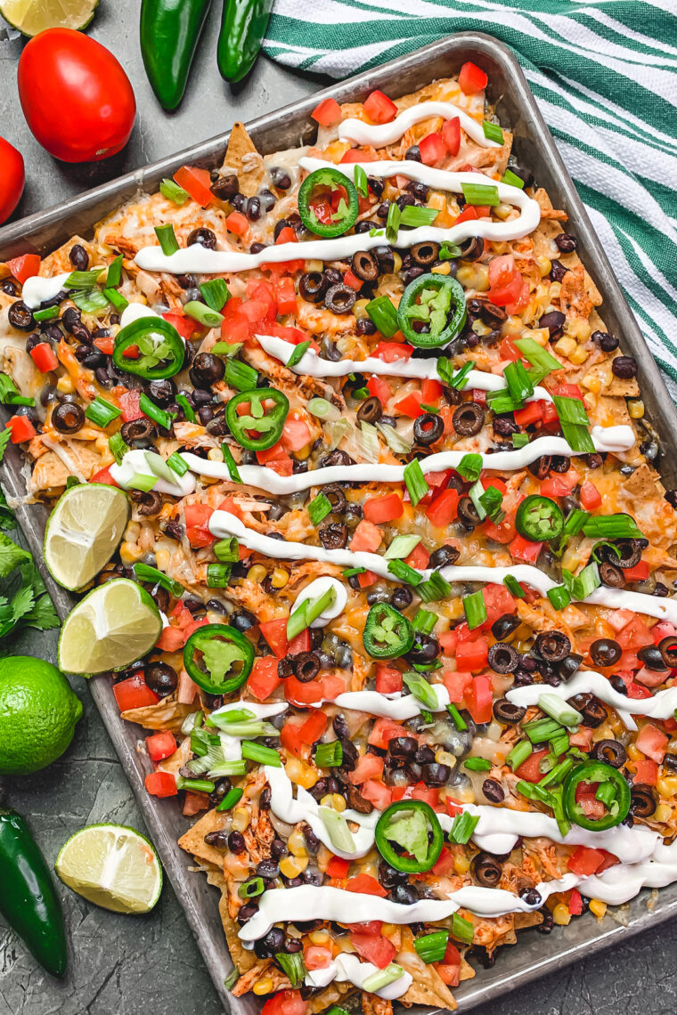 Sheet Pan Chicken Nachos {So Easy}