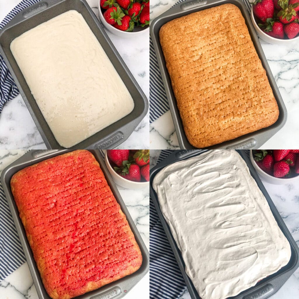 steps to make a strawberry poke cake