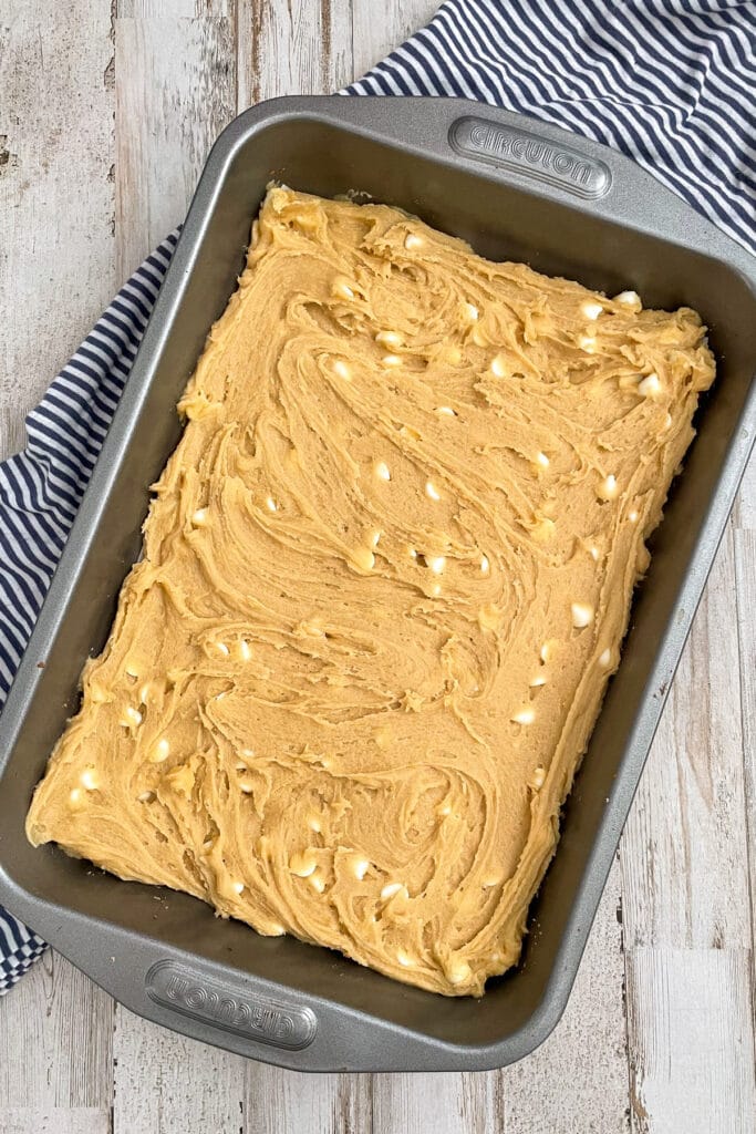 blondie batter before it goes into the oven