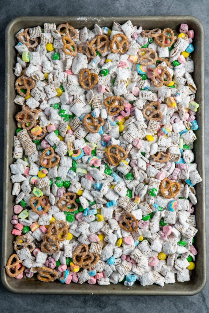 Leprechaun bait on a baking sheet.