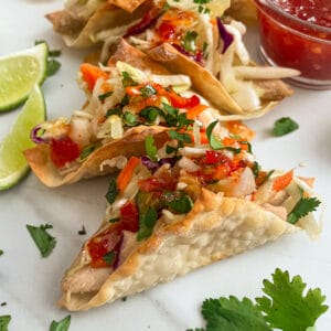 close up photo of Applebee's crispy wonton tacos