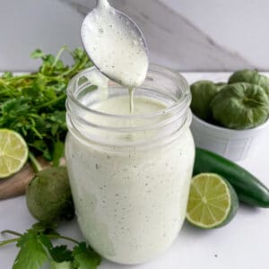 close up shot of Copycat Cafe Rio tomatillo dressing