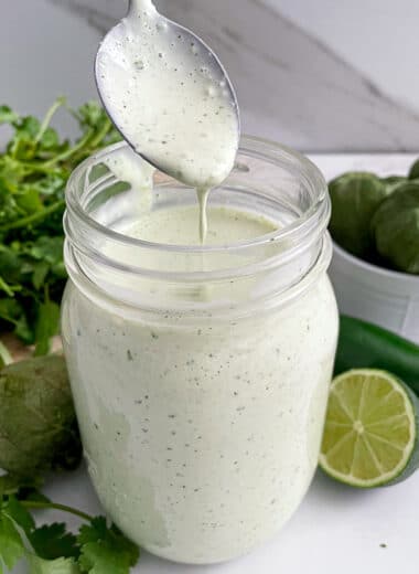 close up shot of Copycat Cafe Rio tomatillo dressing