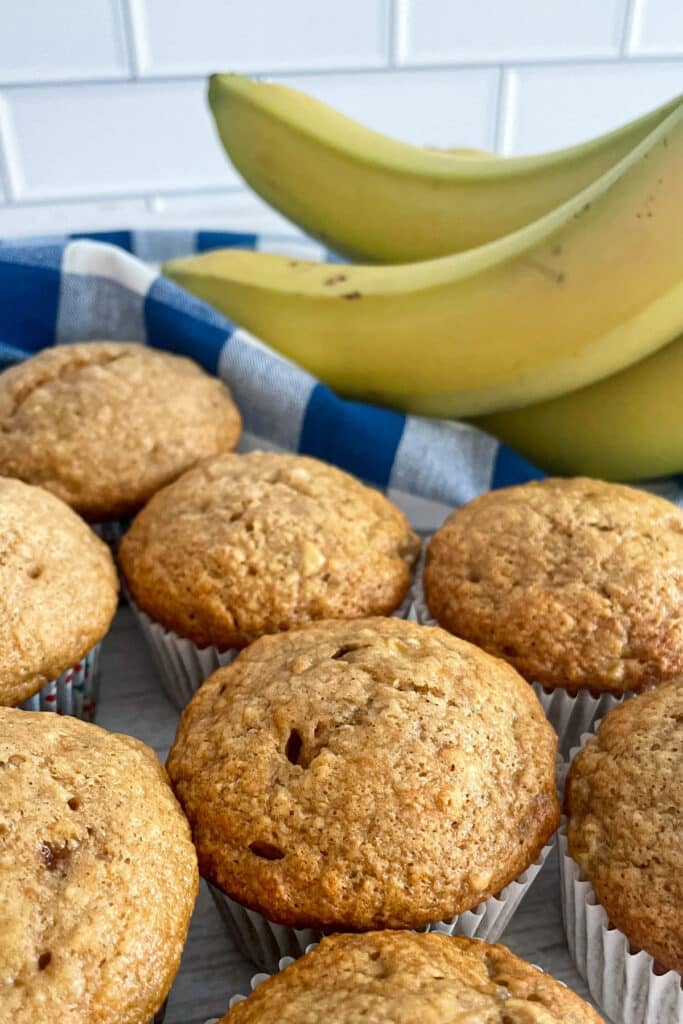 close up shot of banana muffins